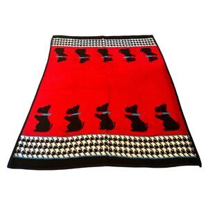 Reygers Red/Black Throw Blanket Pattern of Scottish Terriers Houndstooth Border